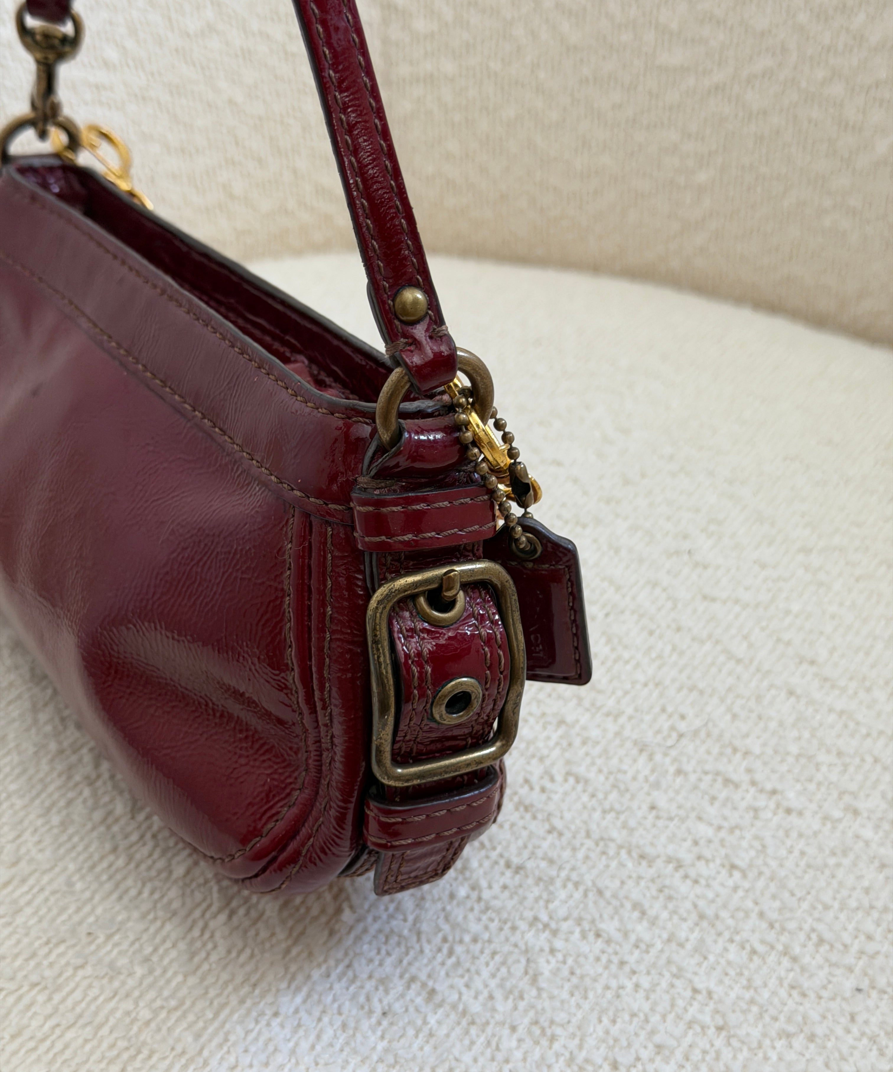 Coach Red Patent Leather Micro Zoe Bag
