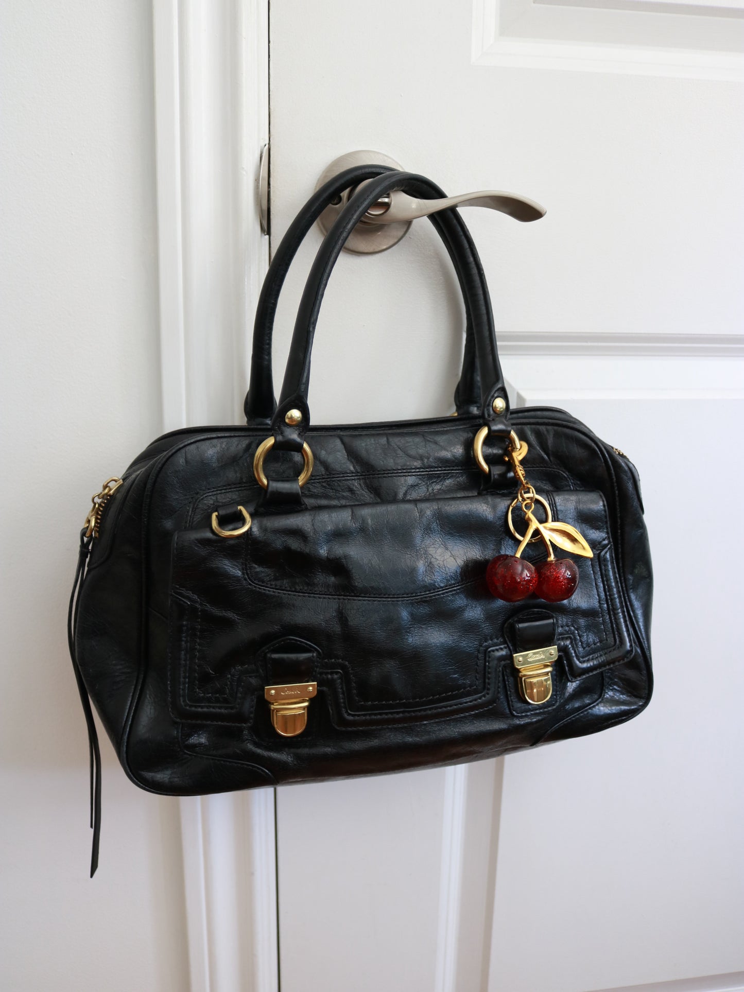 Coach Black Pushlock Satchel Bag