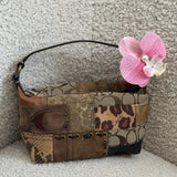 Coach Leopard Patchwork Top Handle Pochette