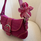 Rare Pink Suede Canvas Mini Soho Bag
