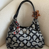 Coach Grey Op Art Signature Maggie Bag