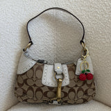 Coach Beige Signature Hamptons Signature Mini Hobo Bag