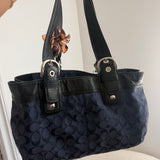 Coach Navy Shimmer Leather Soho Tote Bag