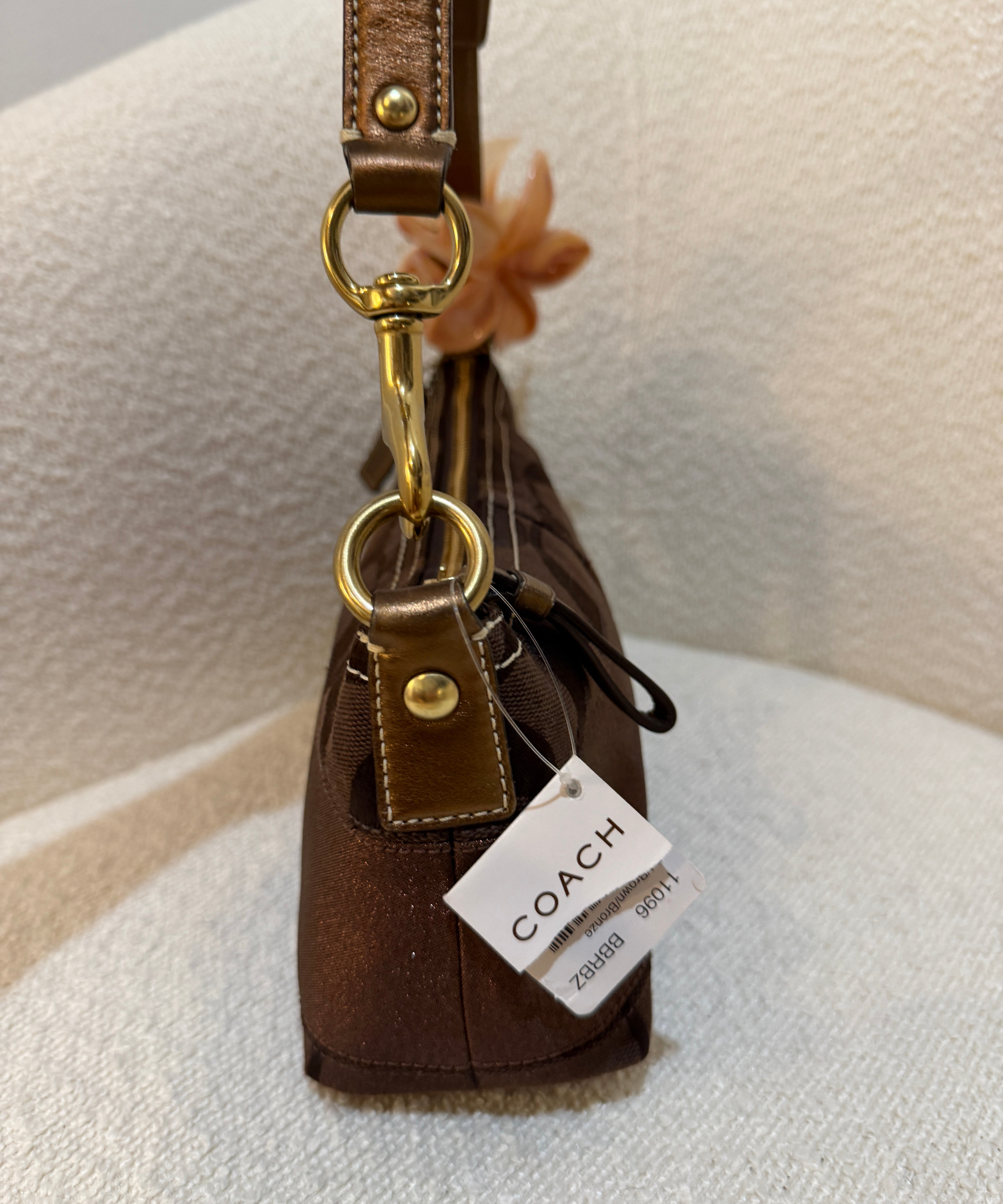 Coach Brown Stripe Monogram Mini Carly Bag