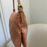 Rare Pink Fendi Zucca Baguette FF Shoulder Bag