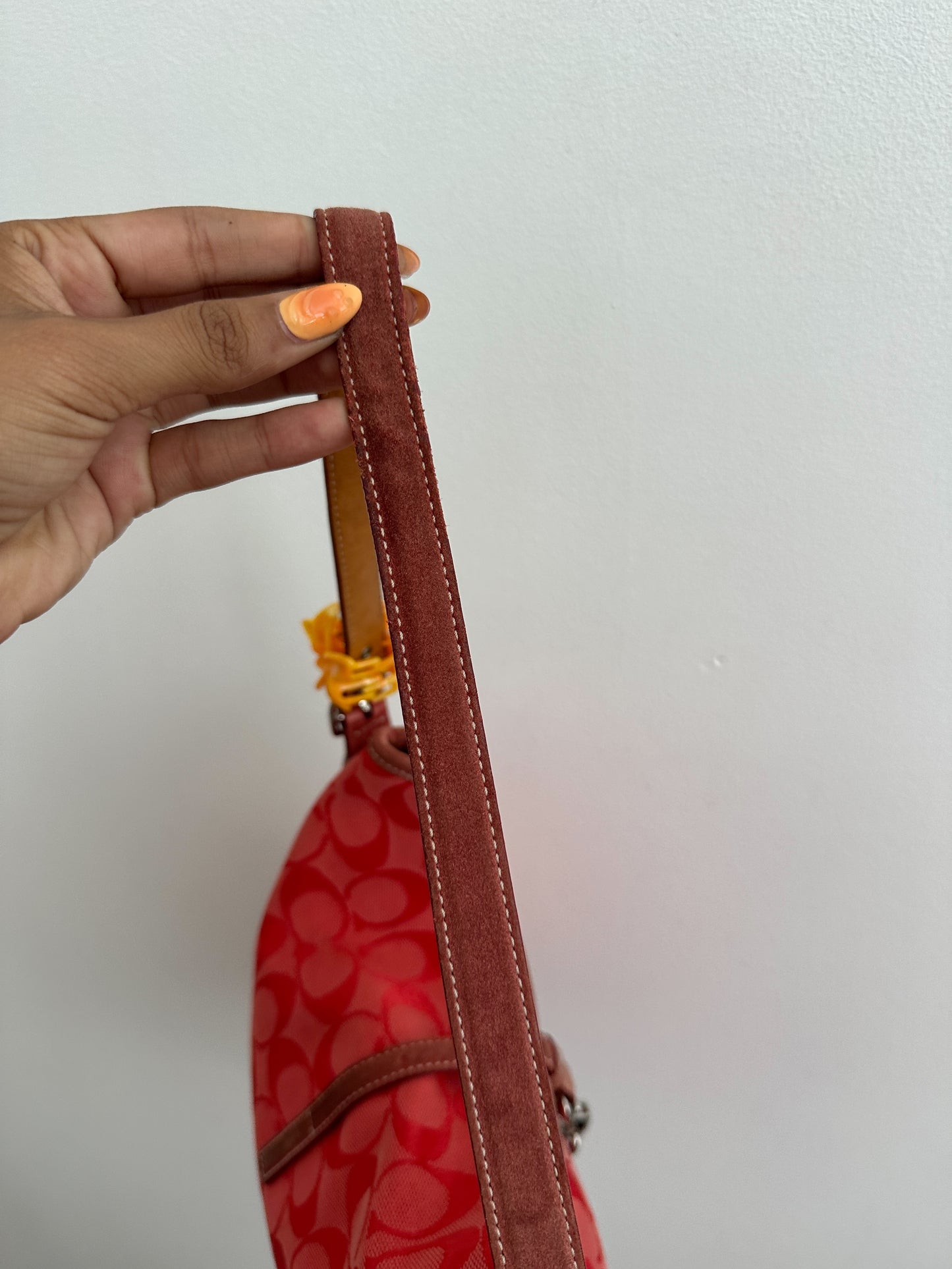 Coach Orange Monogram Hamptons Clip Bag