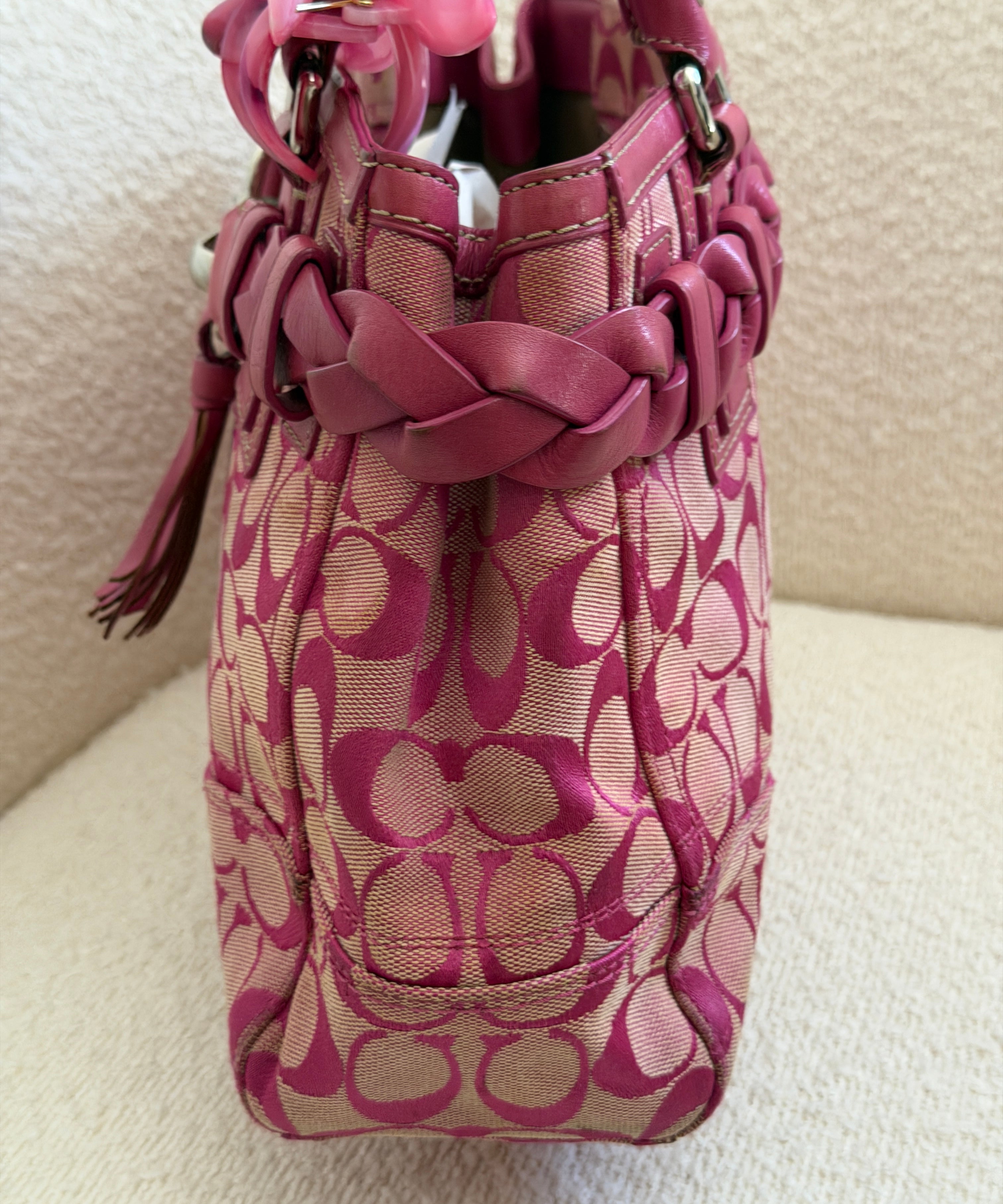Coach Pink Signature Hamptons Carry-All Bag