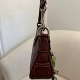 Coach Burgundy Leather Demi Hamptons Buckle Bag