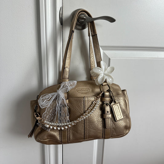 Coach Gold Shimmer Pebble Satchel Bag