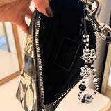 Rare Coach Black Signature East West Baguette with Snakeskin Stripe