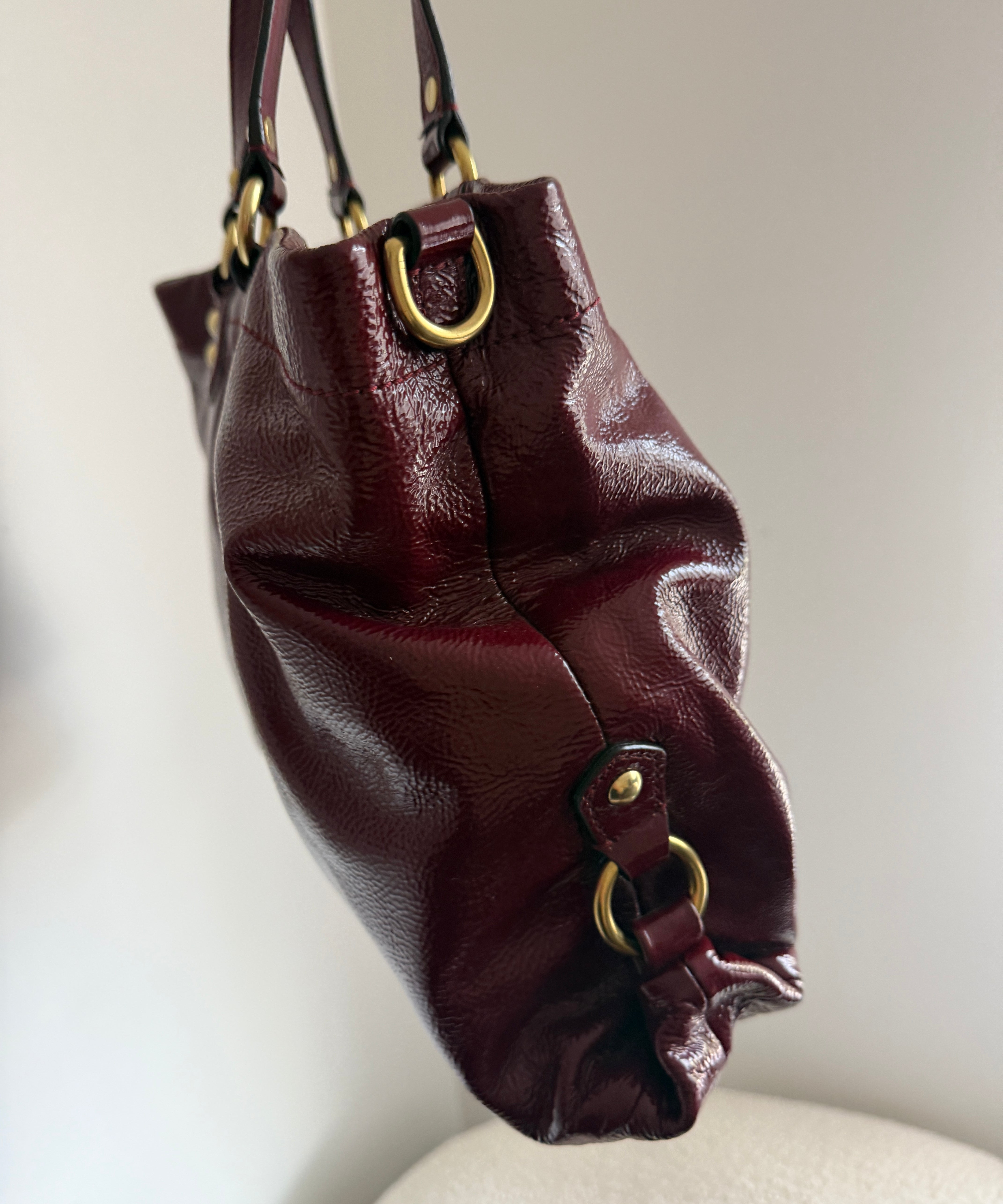 Coach Burgundy Patent Ashley Shoulder Bag