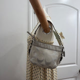Silver Signature Coach Mini Zoe Bag