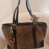 Coach Olive Brown Suede Tote Bag