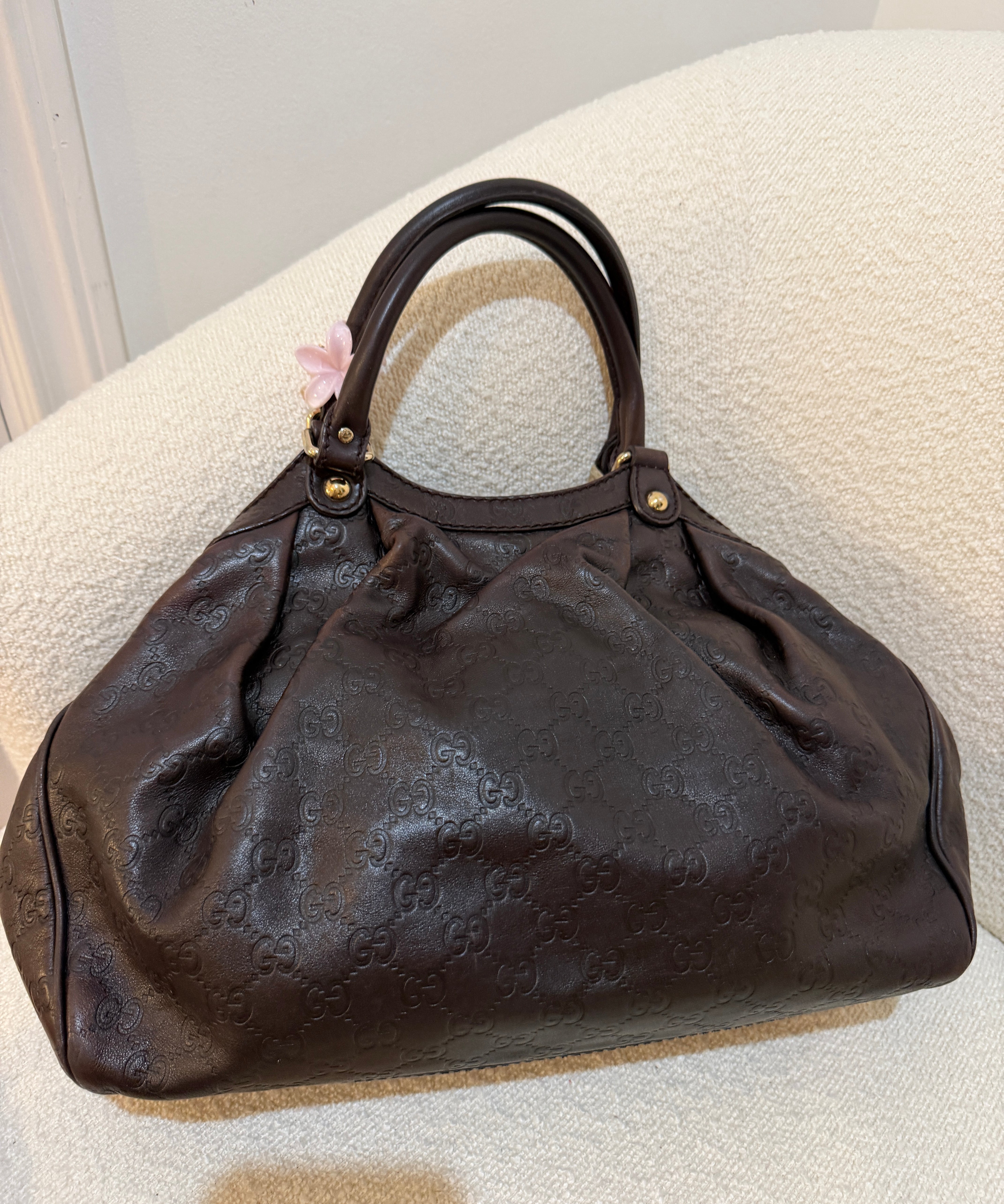 Brown Gucci Leather Sukey Tote Bag