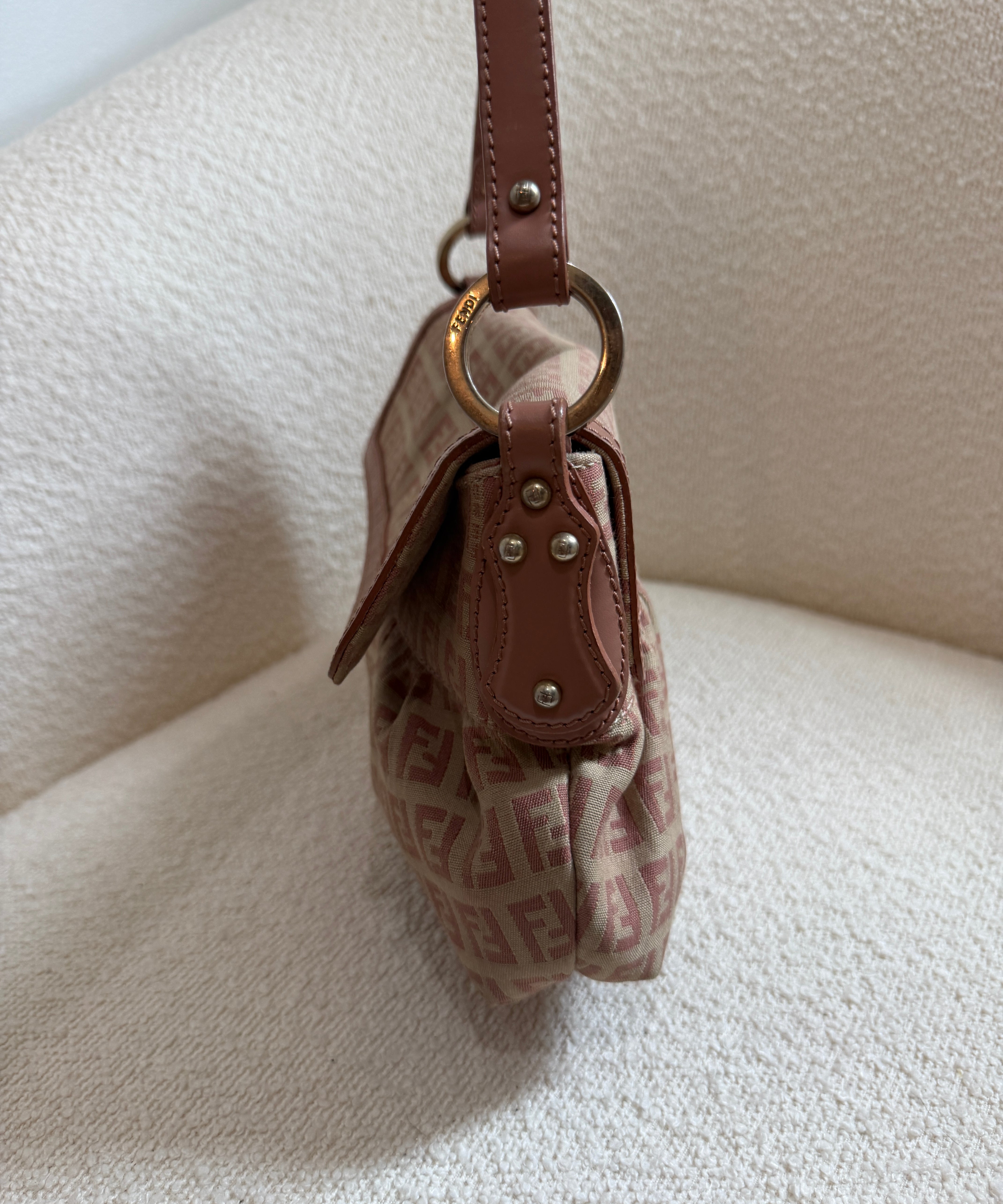 Pink Fendi Zucca Chef Shoulder Bag