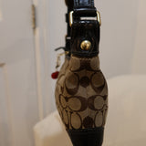 Coach Brown Monogram Shoulder Bag with Brass Hardware