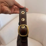 Coach Chocolate Brown Monogram Shoulder Bag with Brass Hardware