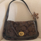 Coach Brown Signature Turnlock Ergo Flap Bag