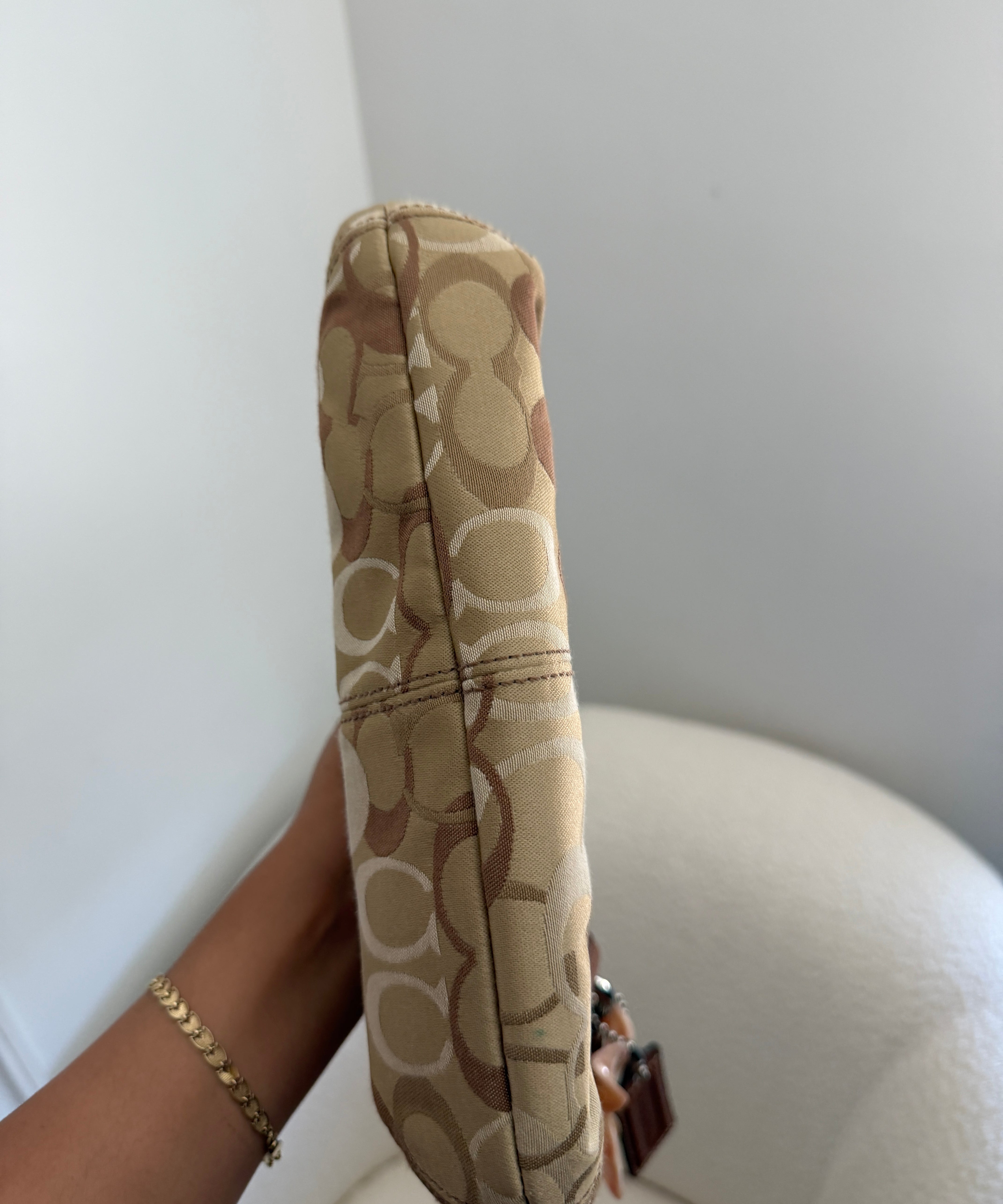 Coach Mini Tan Pleated Optic Soho Bag