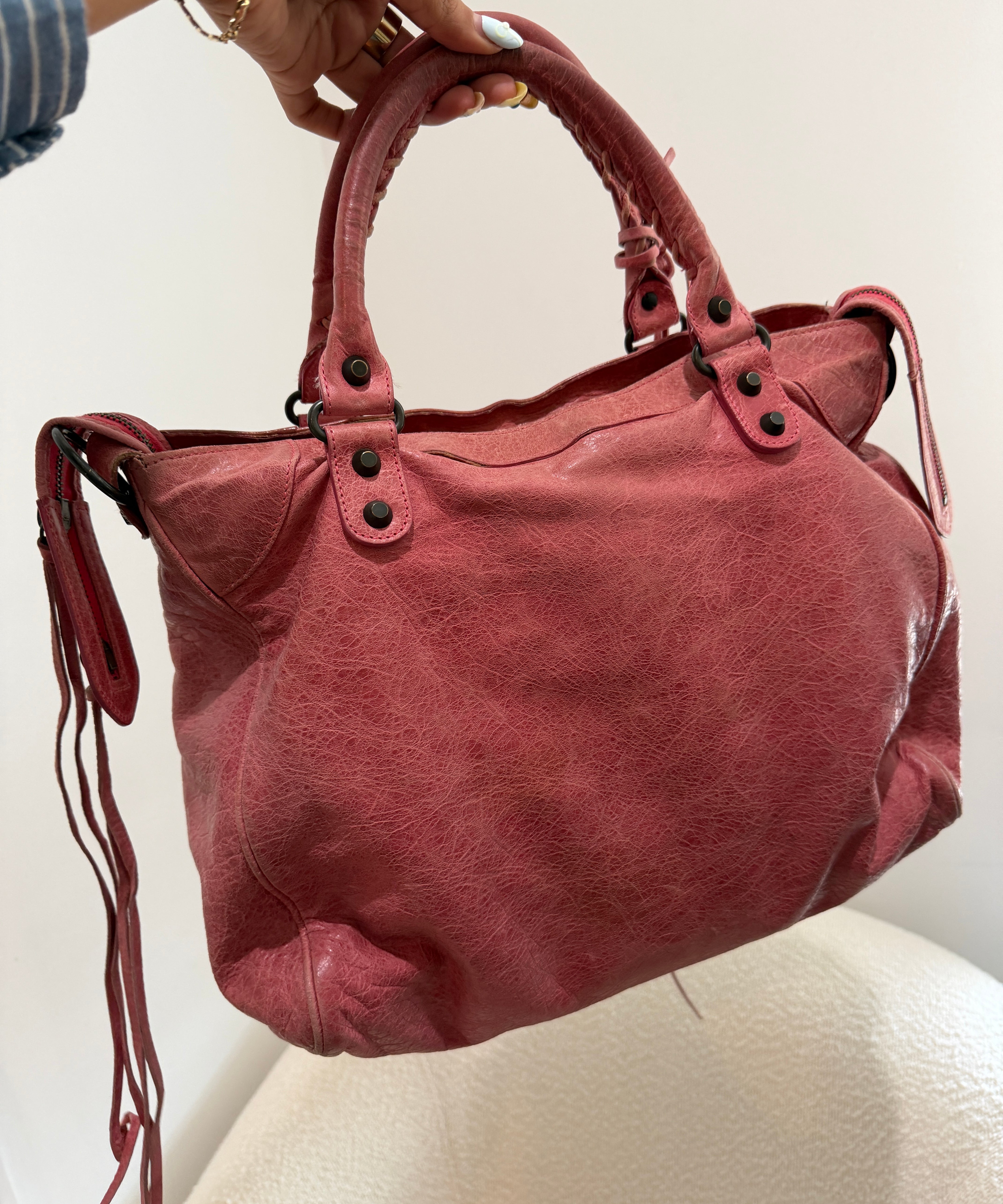 Pink Balenciaga MotoCross City Bag