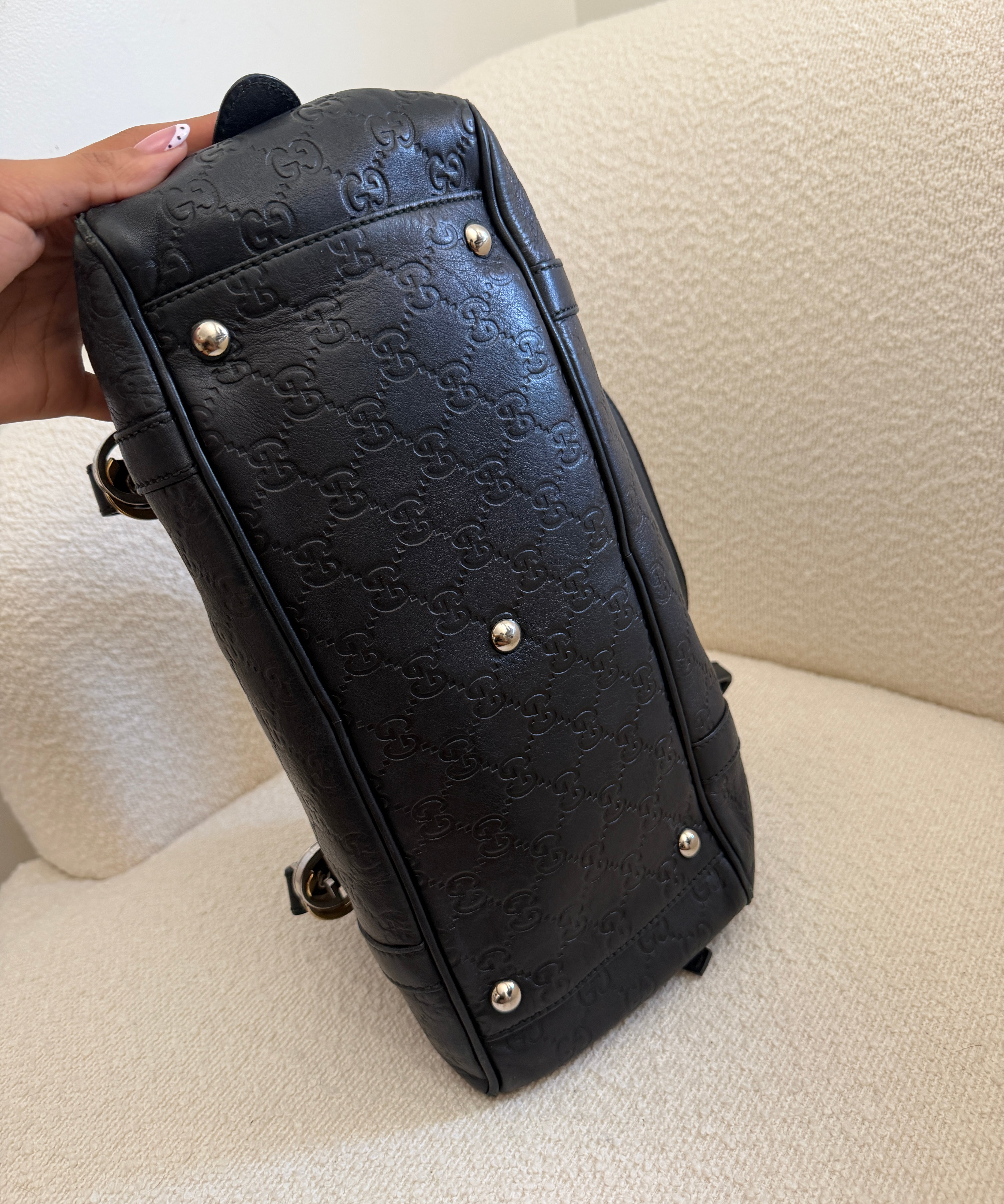 Black Leather Gucci Bowler Shoulder Bag