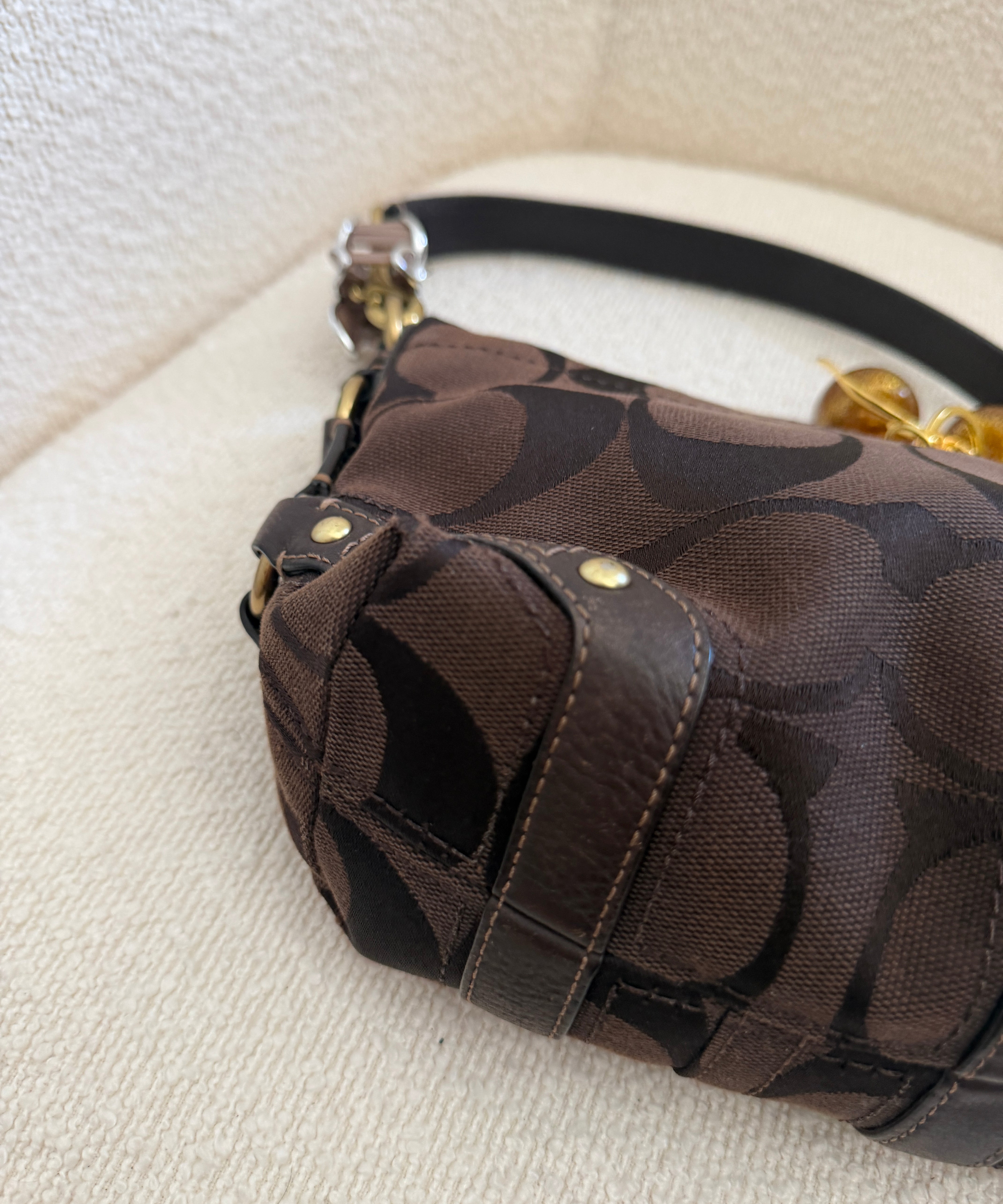 Chocolate Brown Canvas Small Carly Bag