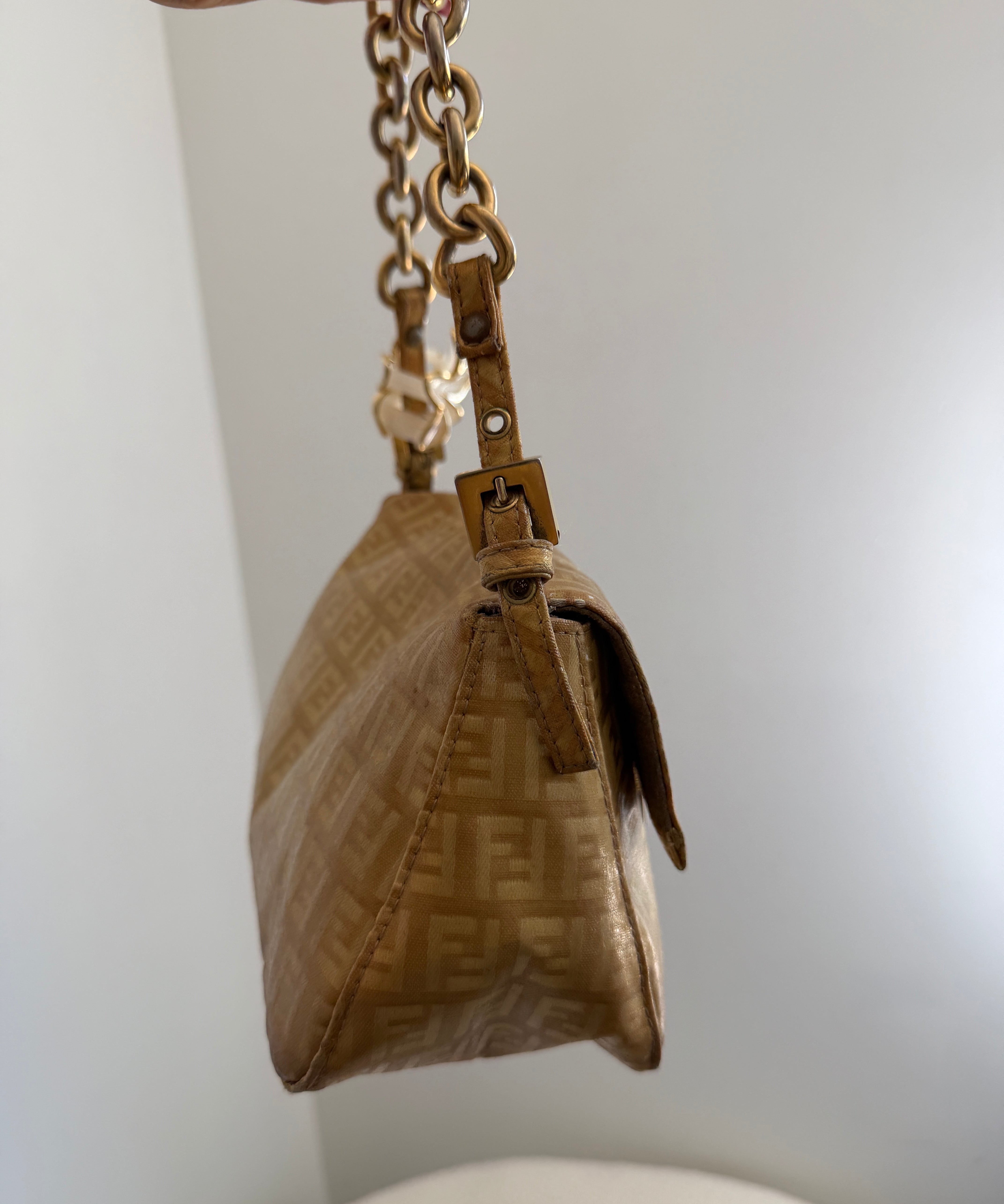 Fendi FF Gold Mini Mamma Baguette Shoulder Bag