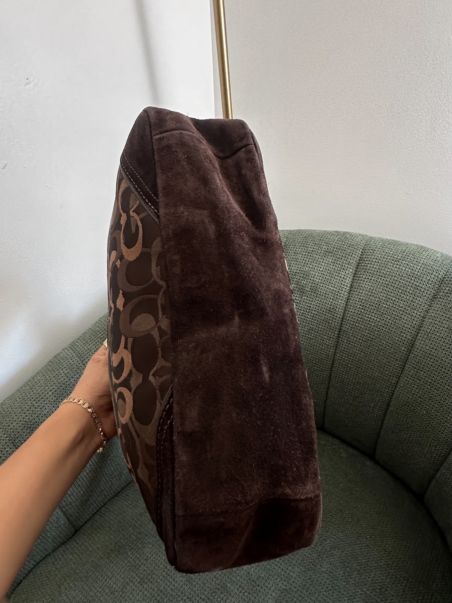 Brown Monogram Optic Coach Chelsea Hobo Turnlock Bag