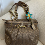 Coach Gold Signature Pleated Hobo Bag