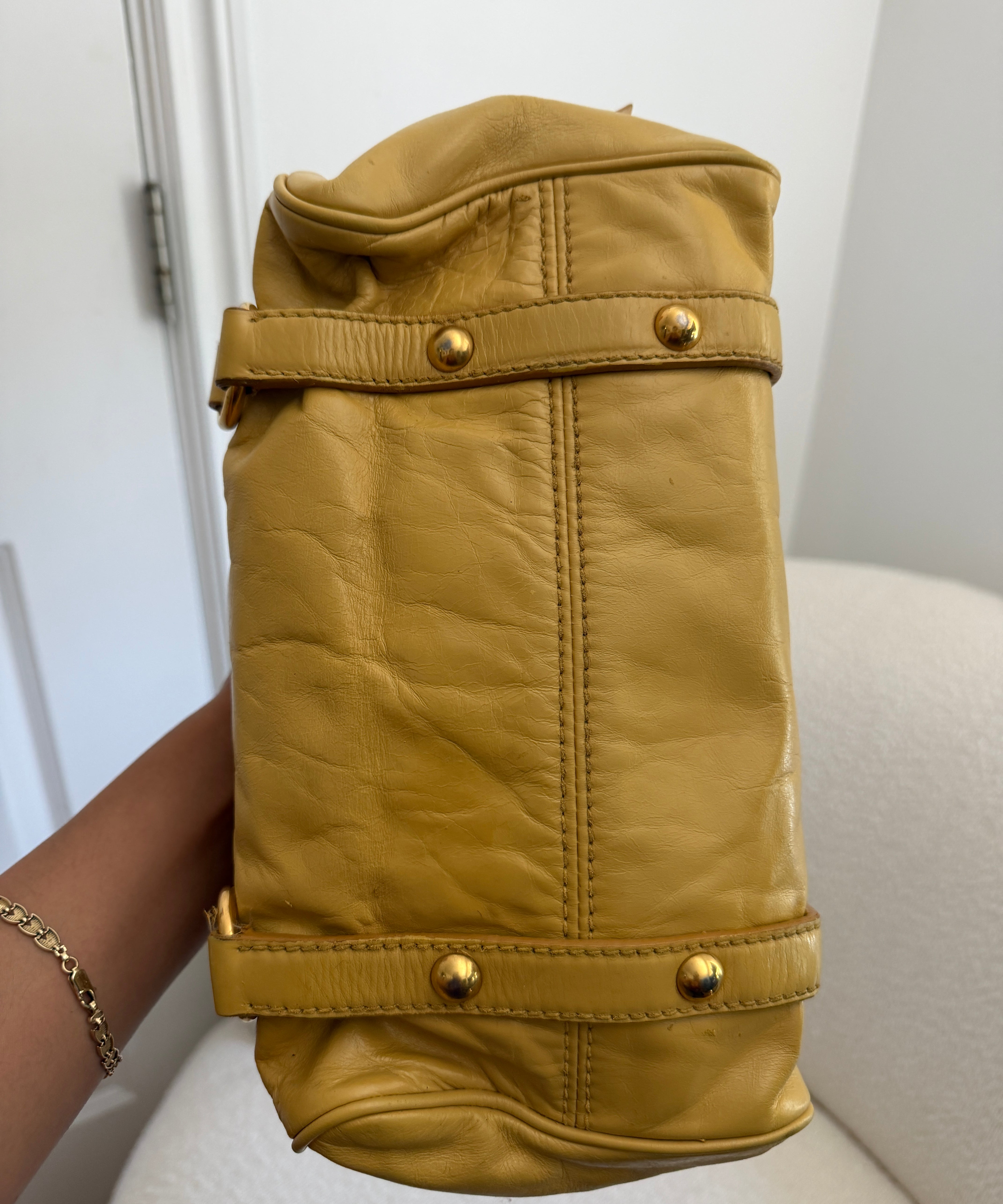 Miu Miu Yellow Vitello Lux Box Bag