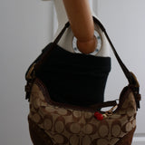 Rare Coach Signature Brown Studded Mini Hobo Bag