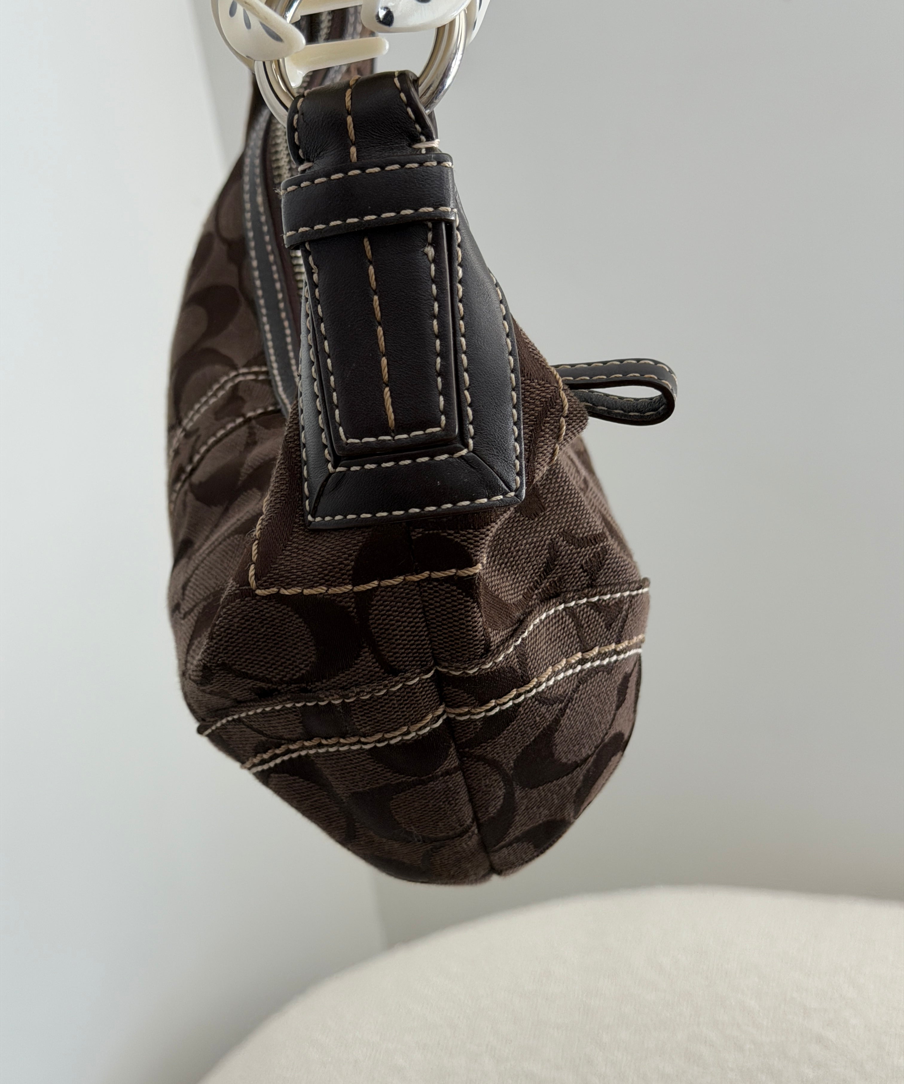 Coach Brown Canvas Mini Hobo Bag
