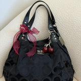 Coach Black Canvas Maggie Bag