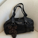 Archive Miu Miu Black Studded Flower Shoulder Bag