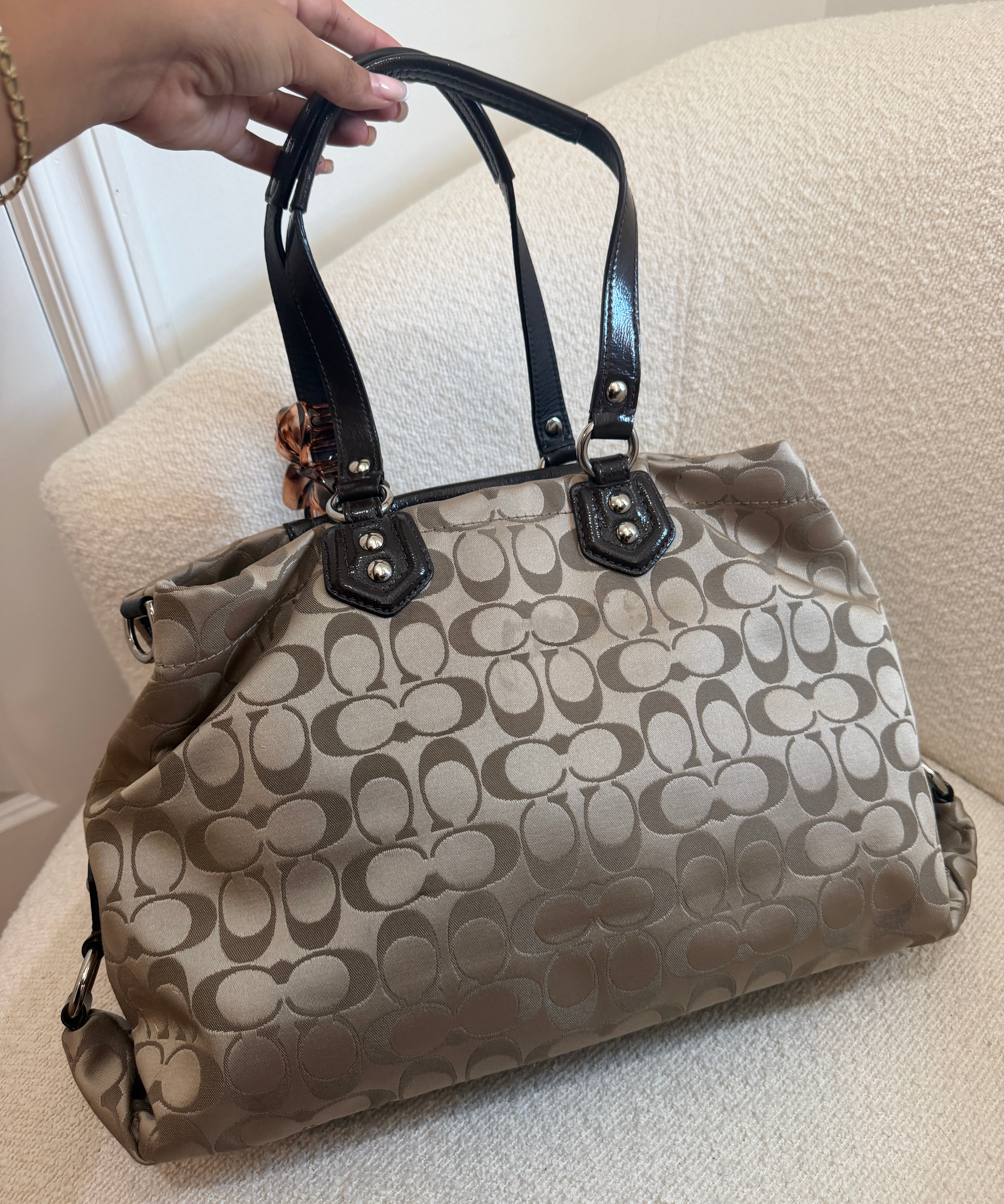 Coach Brown Signature Ashley Carry-All Bag