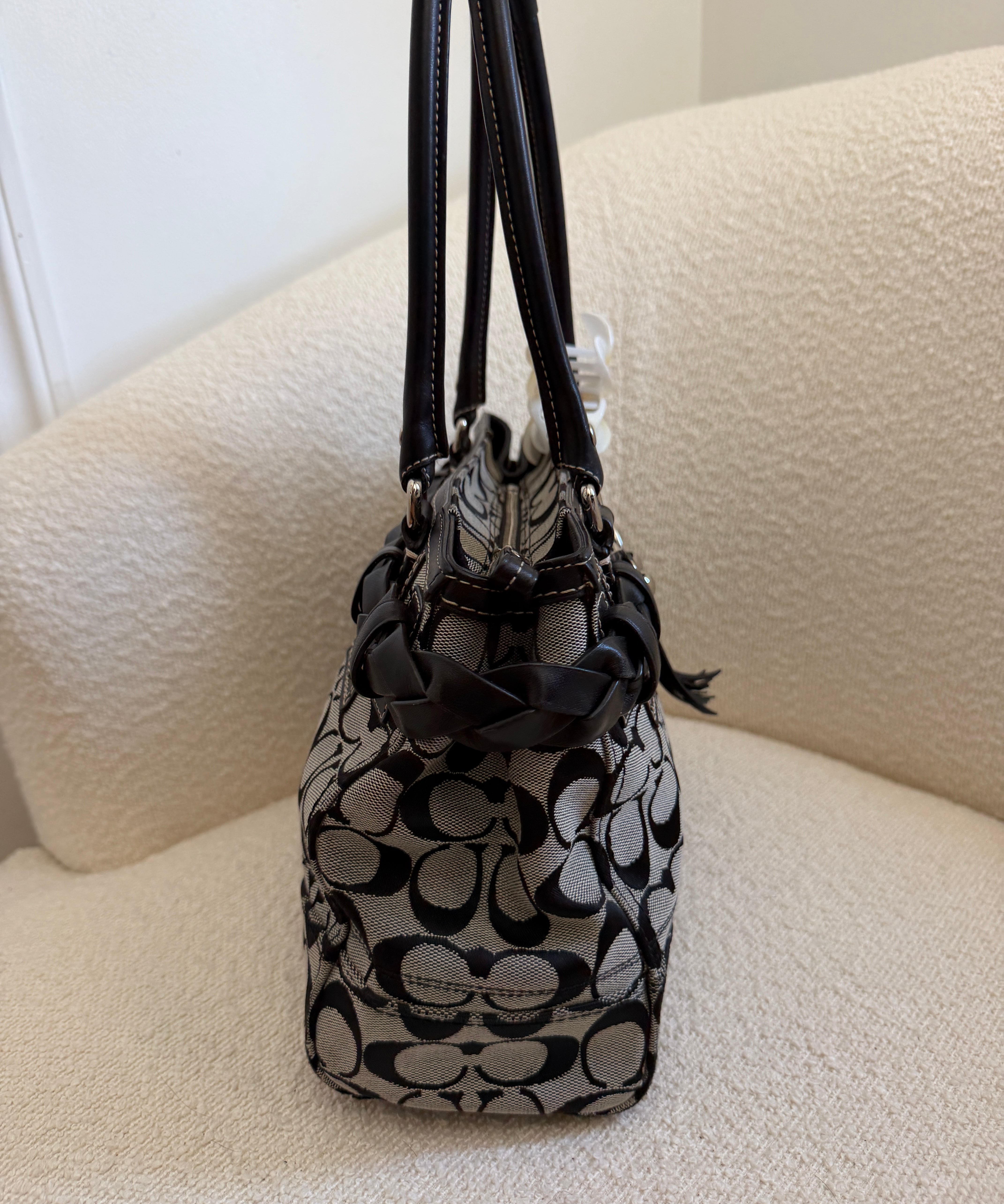 Coach Grey Signature Hamptons Carry-All Bag