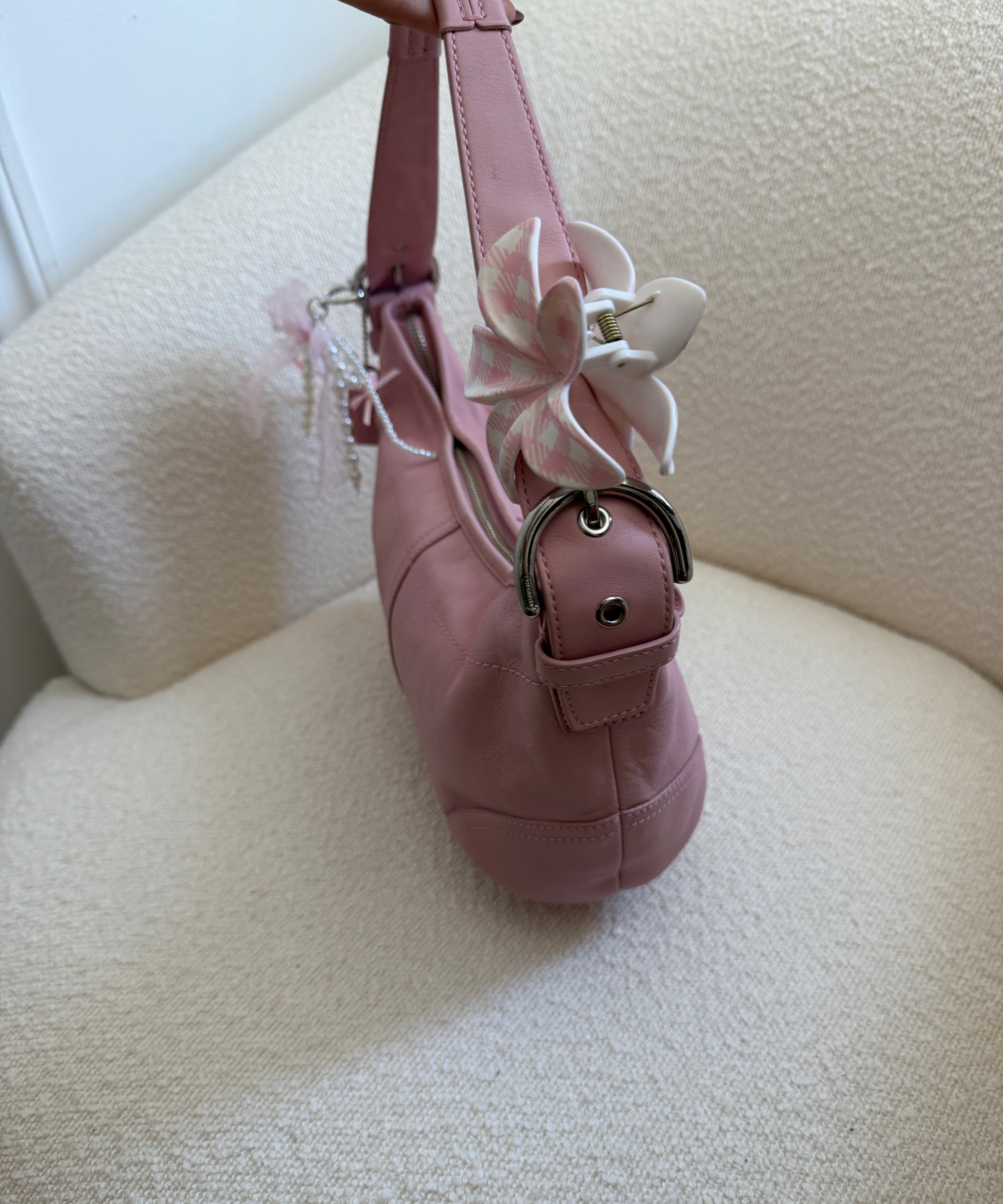 Rare Pink Leather Mini Hobo Bag