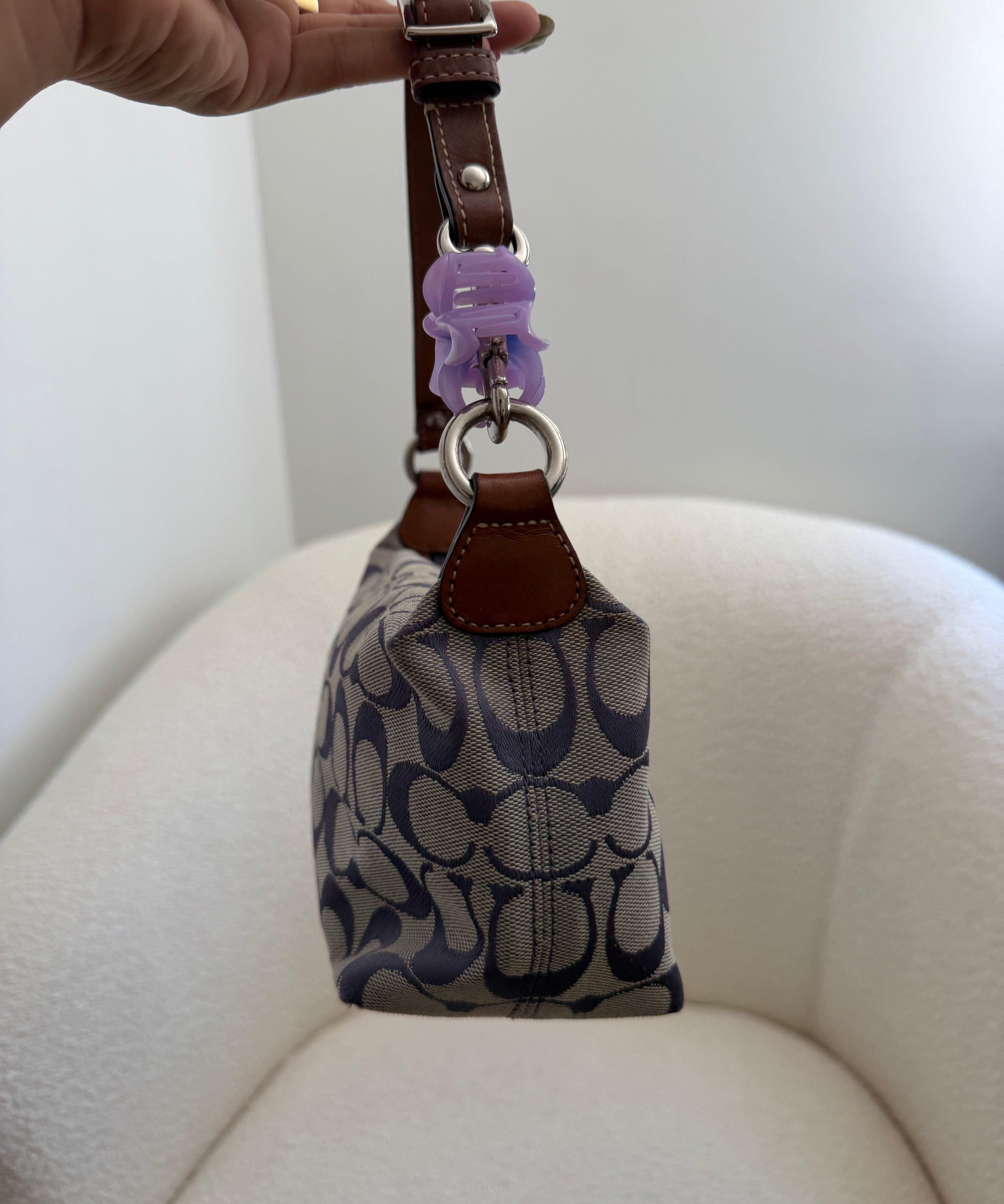 Coach Signature Purple Demi Shoulder Bag
