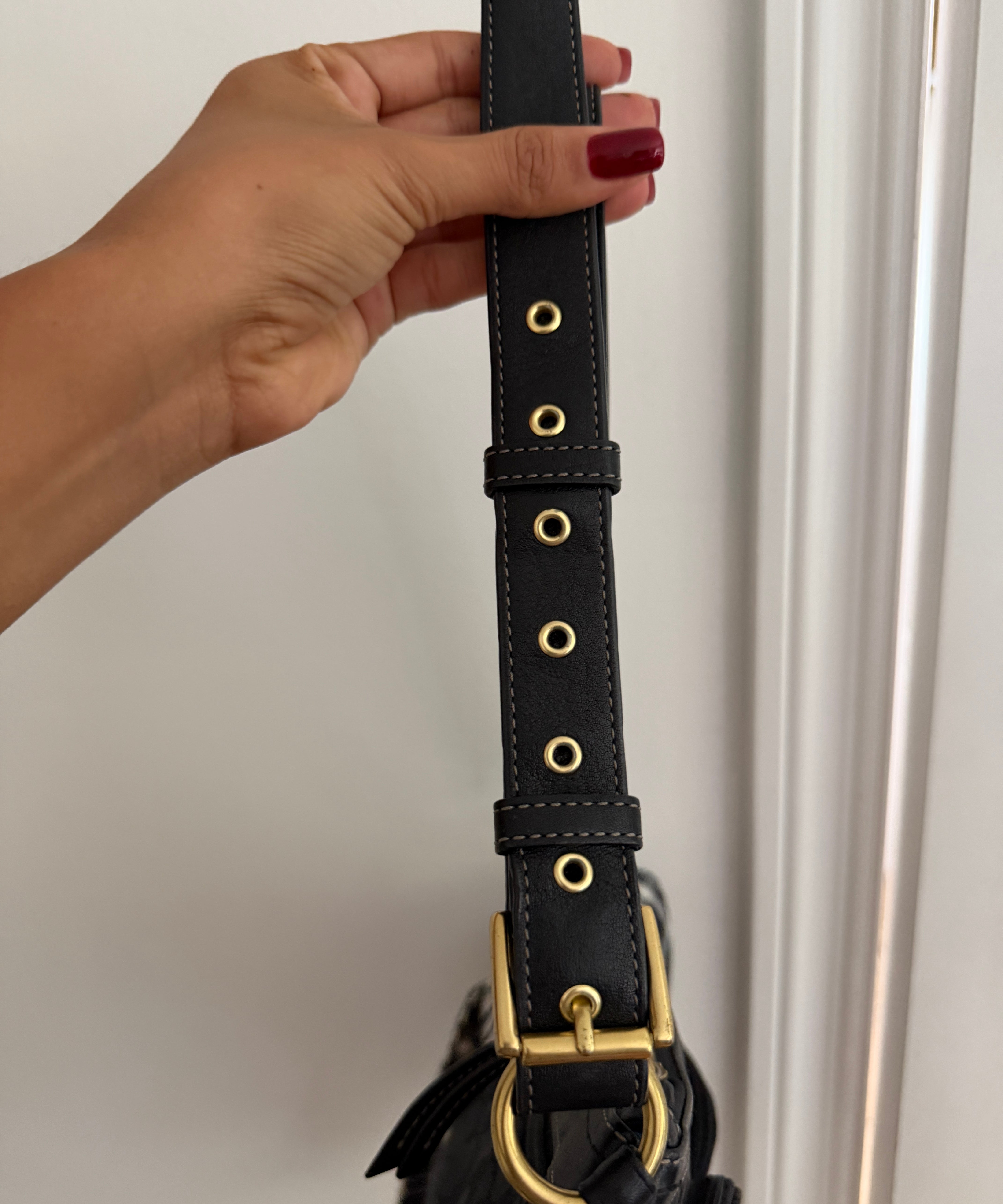 Black Coach Double Pocket Shoulder Bag