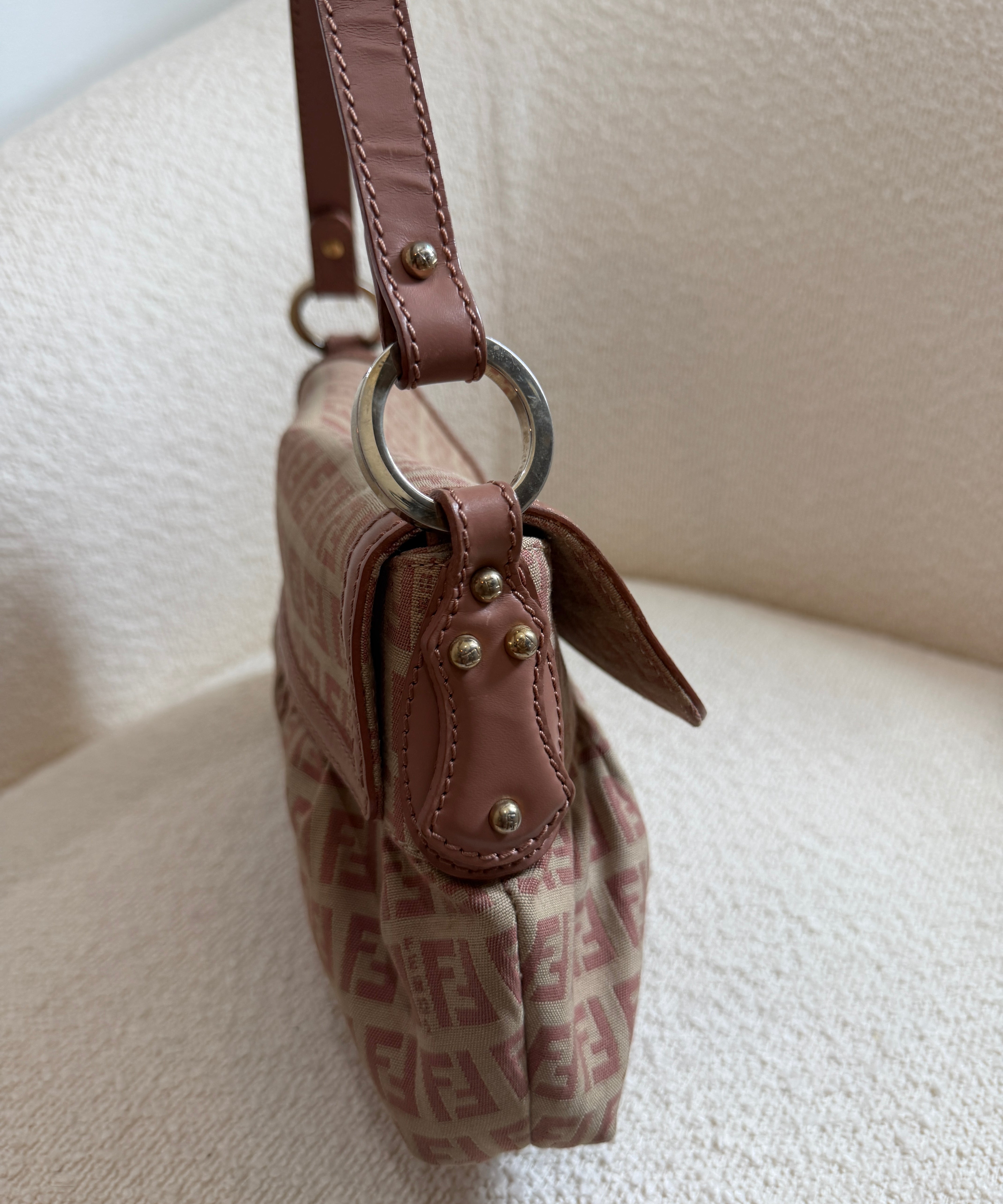 Pink Fendi Zucca Chef Shoulder Bag