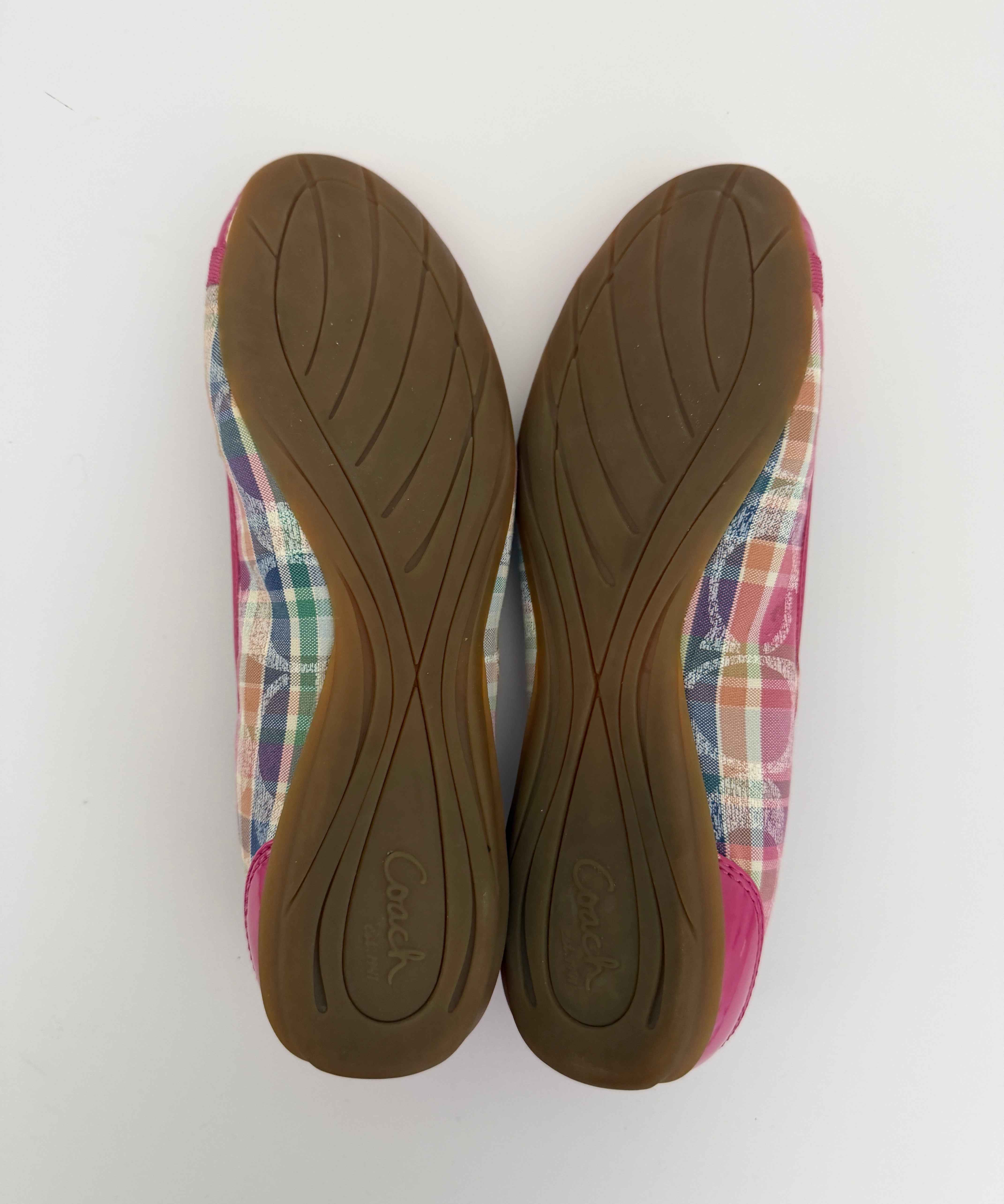 Coach Madras Plaid Poppy Ballet Flats