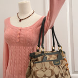 Coach Green Trim Signature Tote Bag