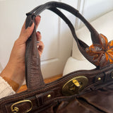 Brown Leather Coach Garnett Turnlock Bag