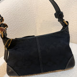 Coach Black Monogram Shoulder Bag with Brass Hardware
