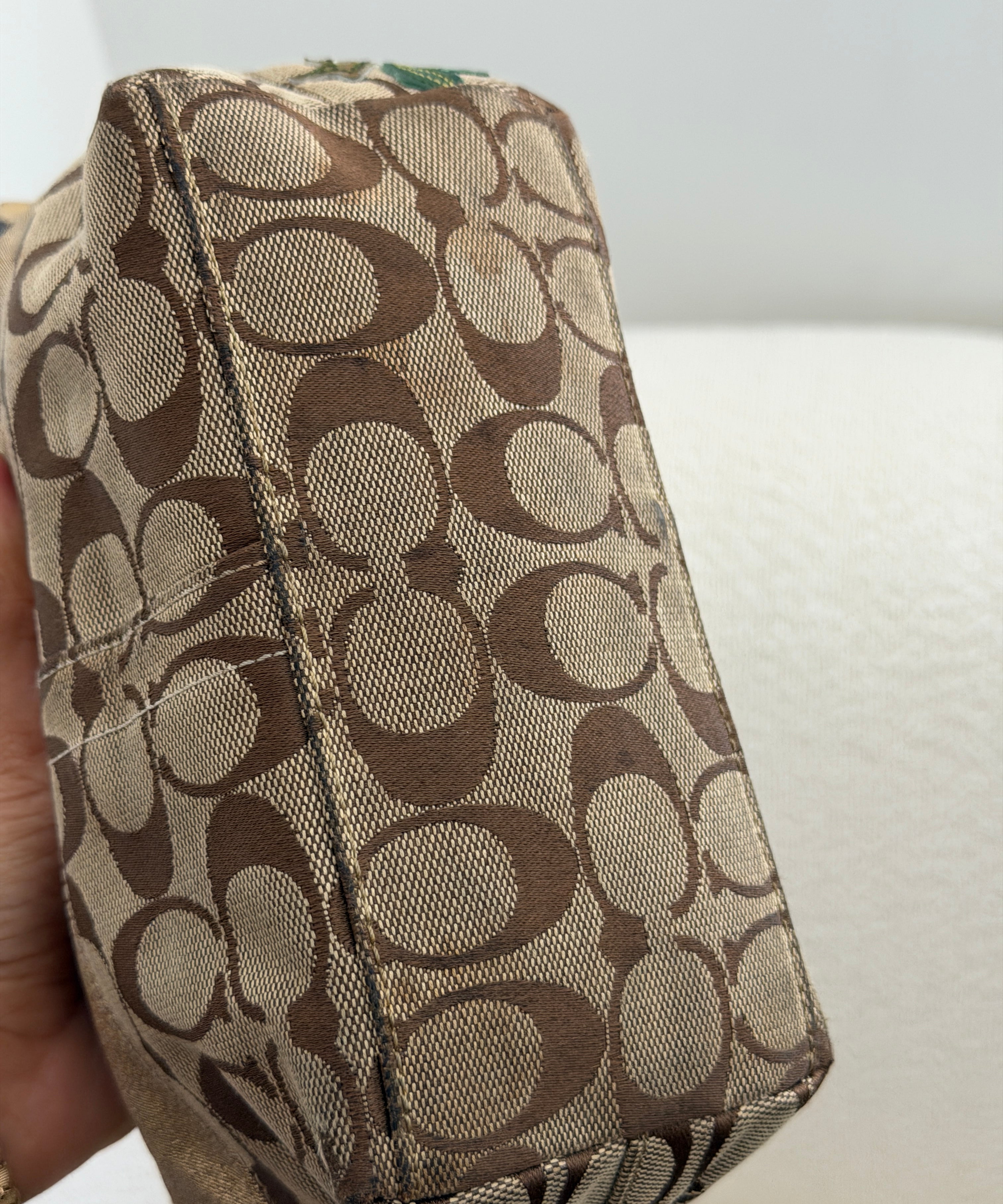 Coach Flower Applique Pochette Bag
