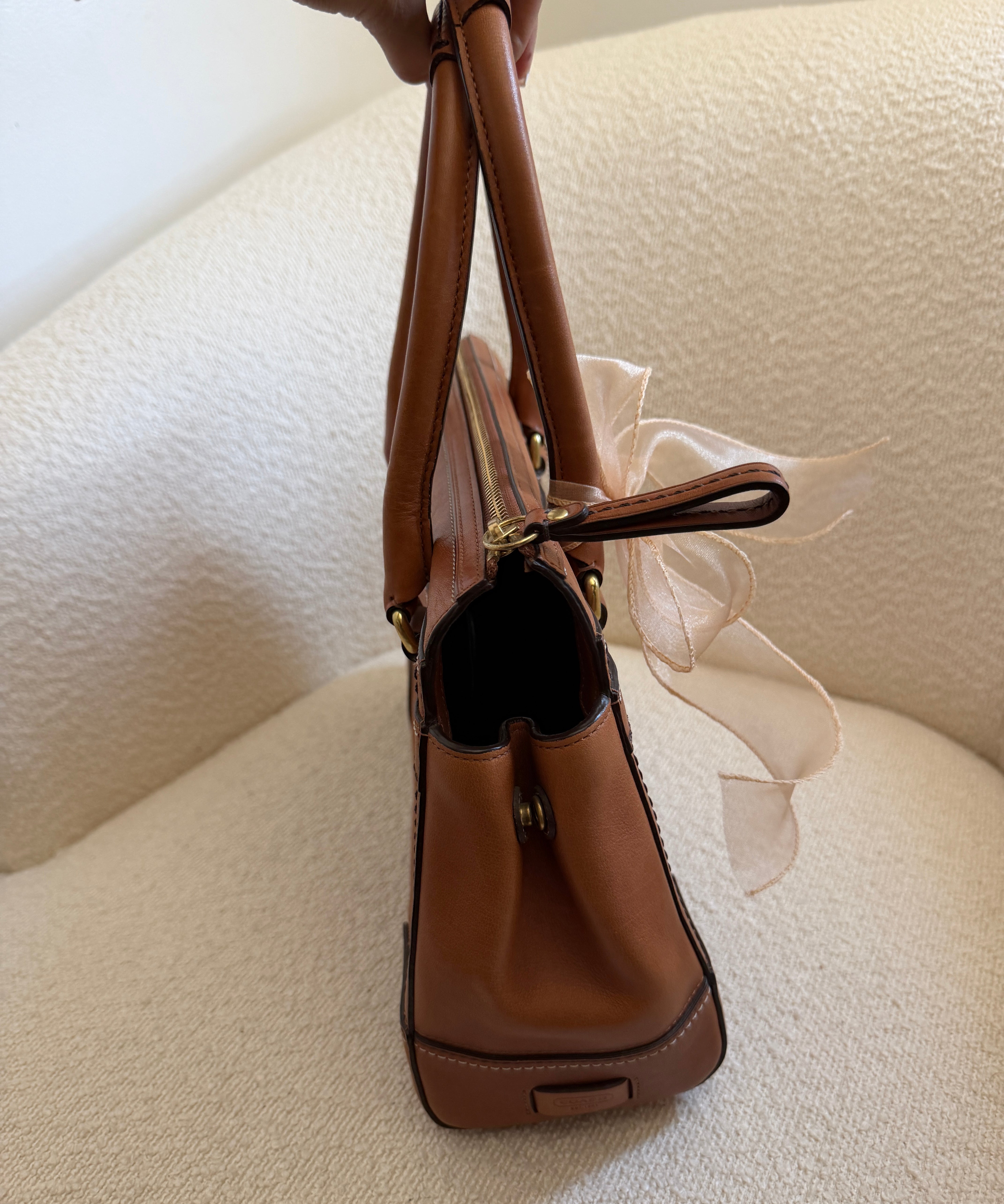 Coach Tan Leather Hamptons Carry-All Bag
