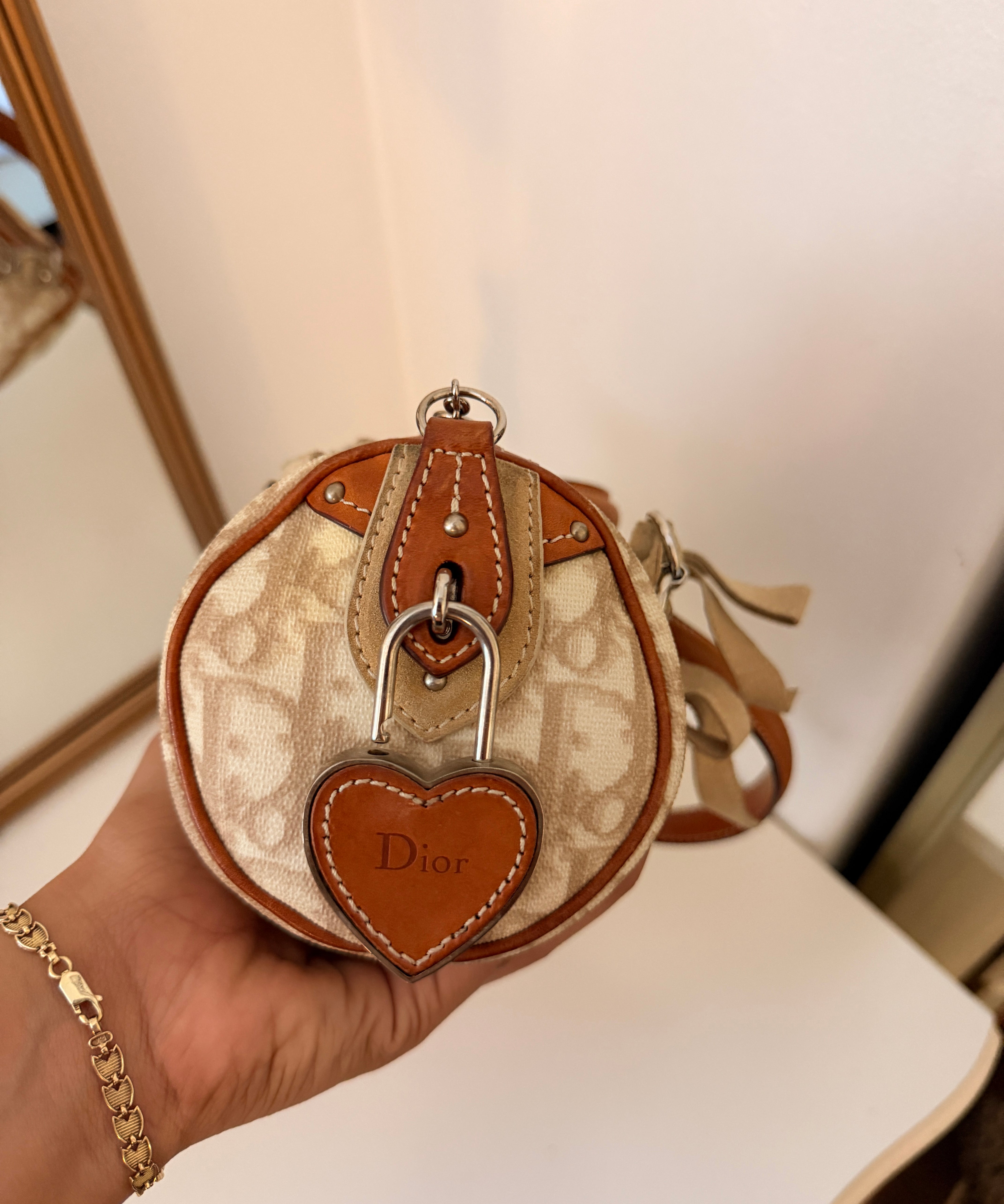 White Dior Romantique Mini Barrel Bag