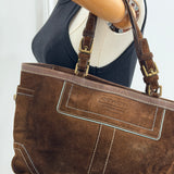 Coach Brown Suede Tote Bag