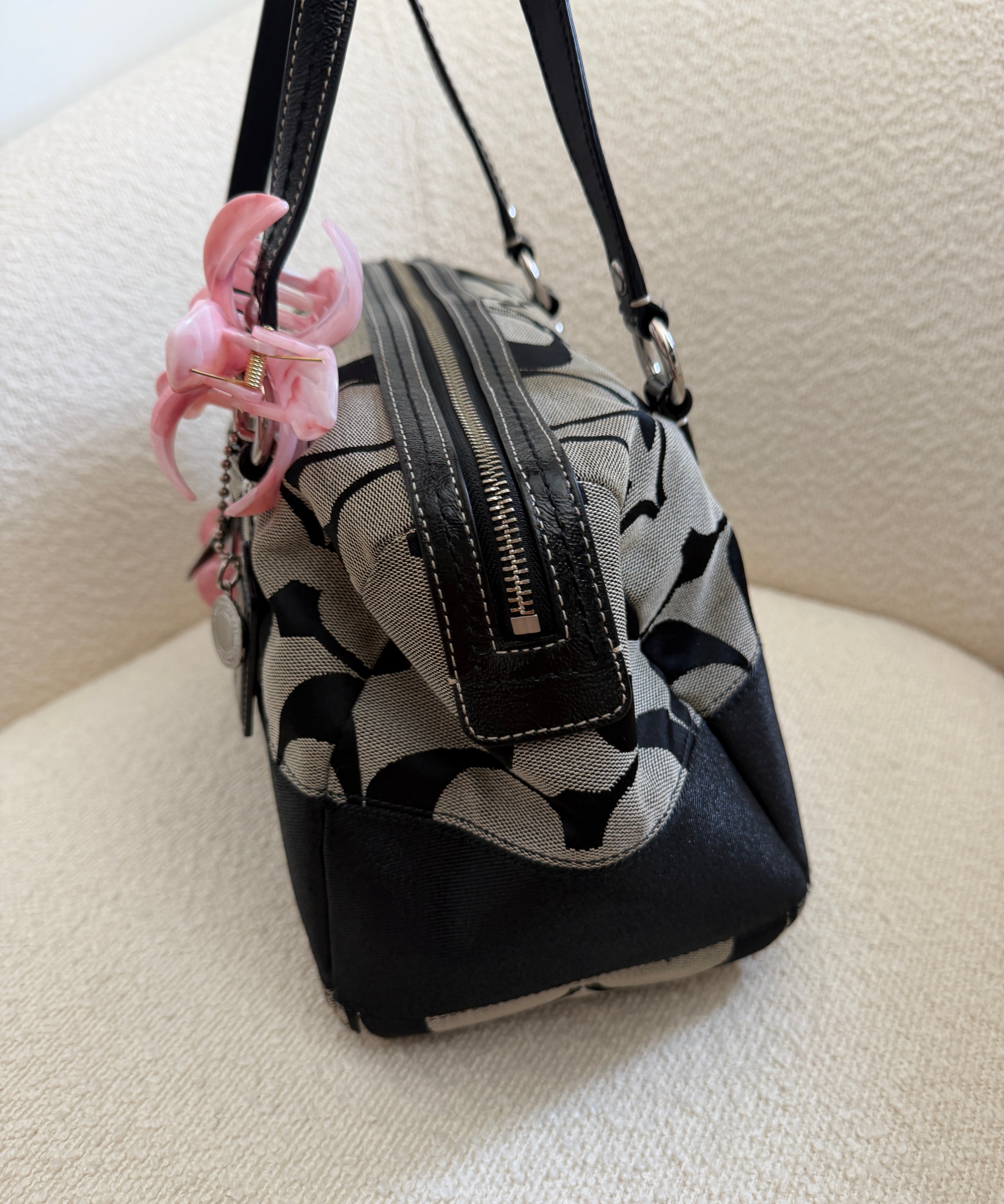 Coach Grey Stripe Signature Satchel Bag