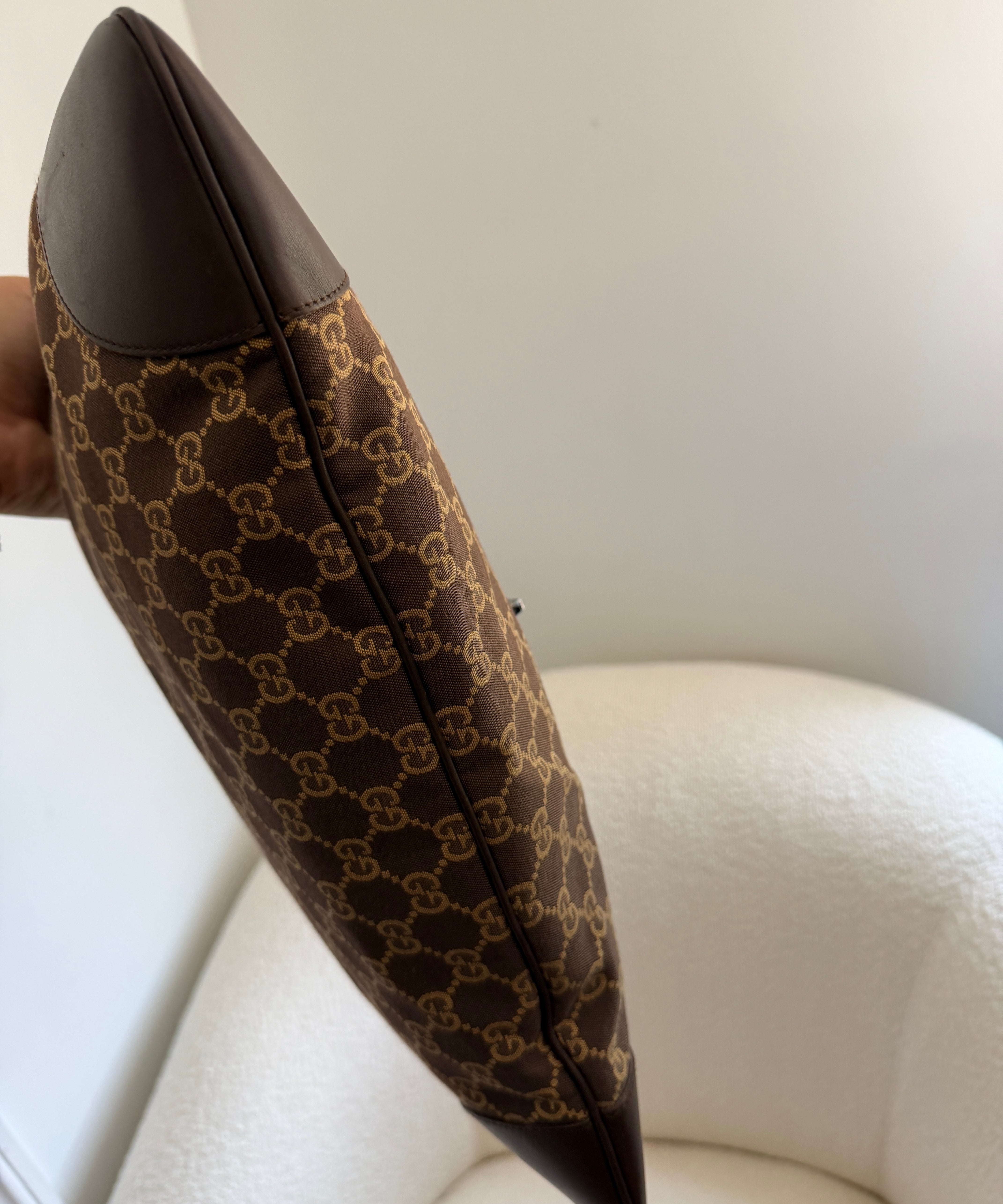 Brown Gucci Canvas Jackie Shoulder Bag